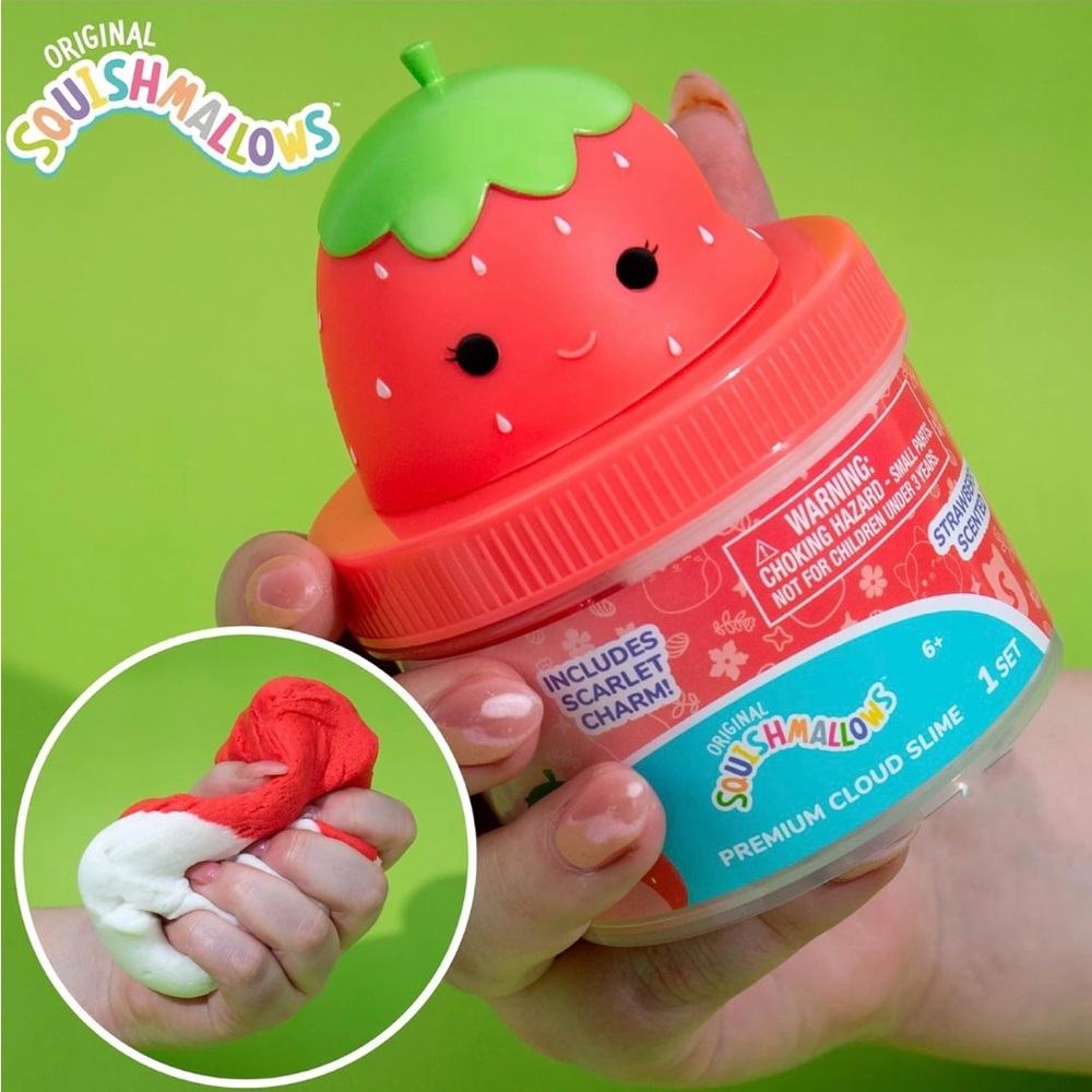 Squishmallows Scarlet Charm with Red and White Slime